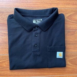 Carhartt Polo Shirt Mens 2XL Black Midweight Loose Fit Regular Pocket Work K570